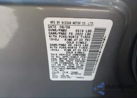 2010 Infiniti Fx35 from USA, damaged, VIN JN8AS1MW9AM851036